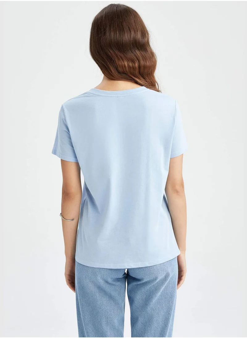 DeFacto Regular Fit Short Sleeve Colour Block Printed T-Shirt