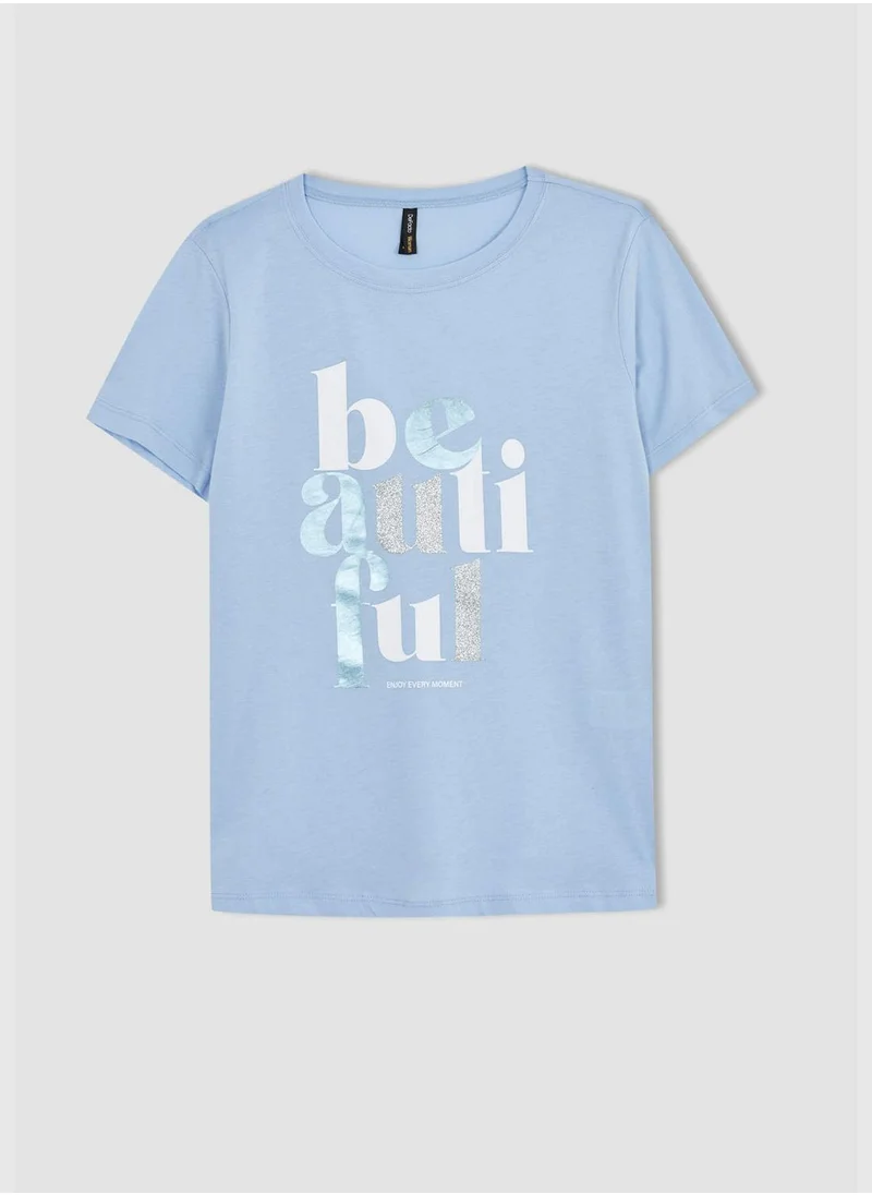 DeFacto Regular Fit Short Sleeve Colour Block Printed T-Shirt