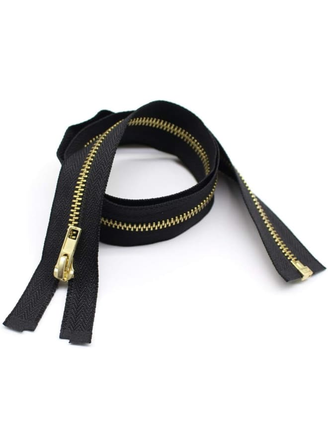 2PCS #5 30 Inch Brass Separating Jacket Zipper Metal Zippers for Jackets Coats Sewing Crafts Bulk (30" Brass) - Image 2