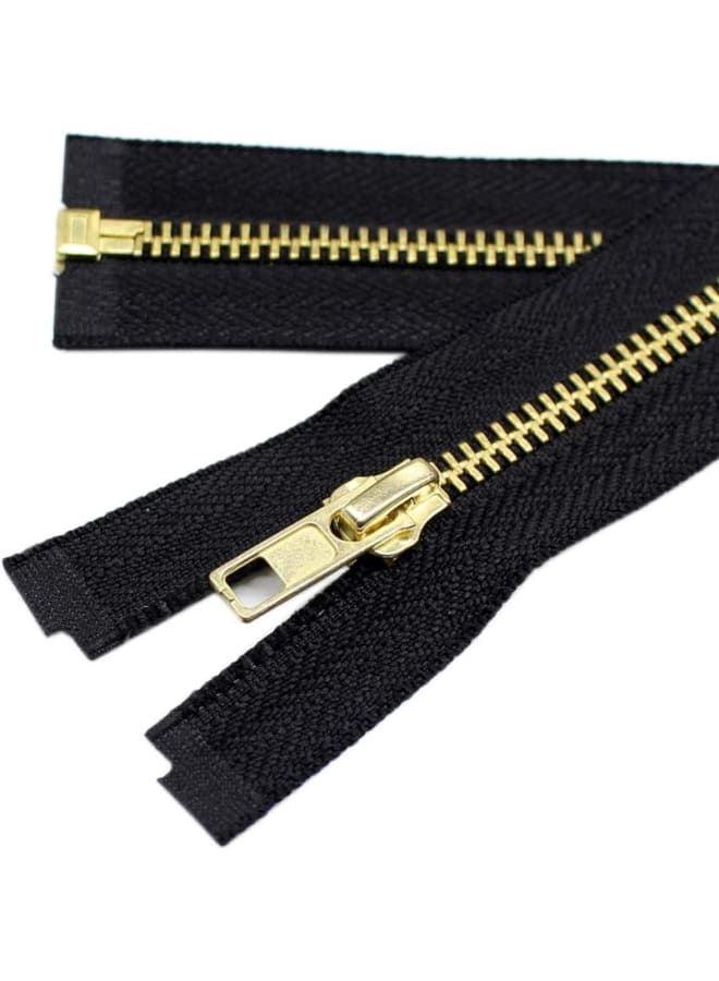 2PCS #5 30 Inch Brass Separating Jacket Zipper Metal Zippers for Jackets Coats Sewing Crafts Bulk (30" Brass) - Image 1
