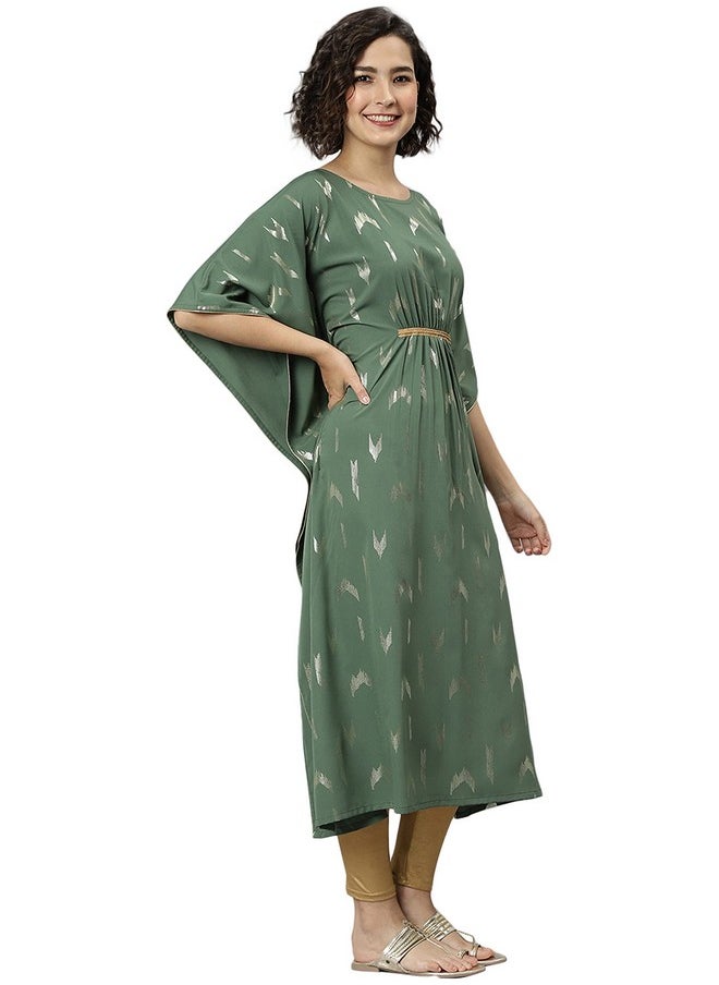 Janasya Women's Green Poly Crepe Geometric Print Kaftan Kurta - pzsku/Z46DC4B9DB5FFD49ADB1EZ/45/_/1737806435/8d22f3a8-bd61-442f-a96c-1be1d71c4d99