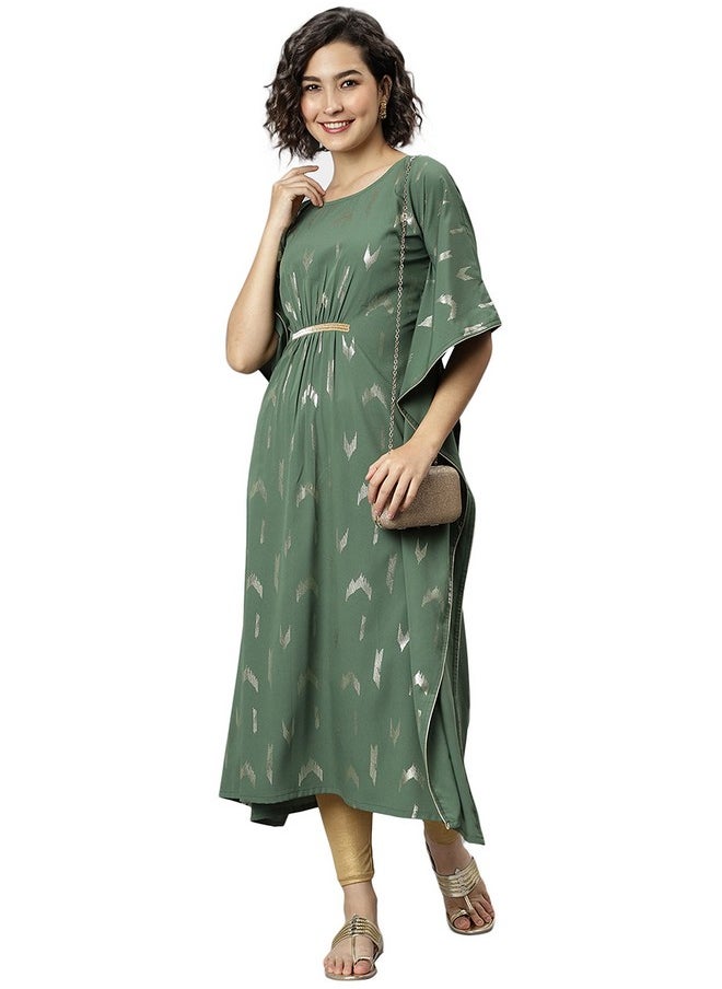 Janasya Women's Green Poly Crepe Geometric Print Kaftan Kurta - pzsku/Z46DC4B9DB5FFD49ADB1EZ/45/_/1737806443/7984e45b-ca4d-4fbc-8e1b-da1b9df06d8e