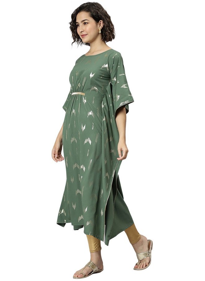 Janasya Women's Green Poly Crepe Geometric Print Kaftan Kurta - pzsku/Z46DC4B9DB5FFD49ADB1EZ/45/_/1737806445/093ab4c2-8d19-496b-abb4-14753060721d