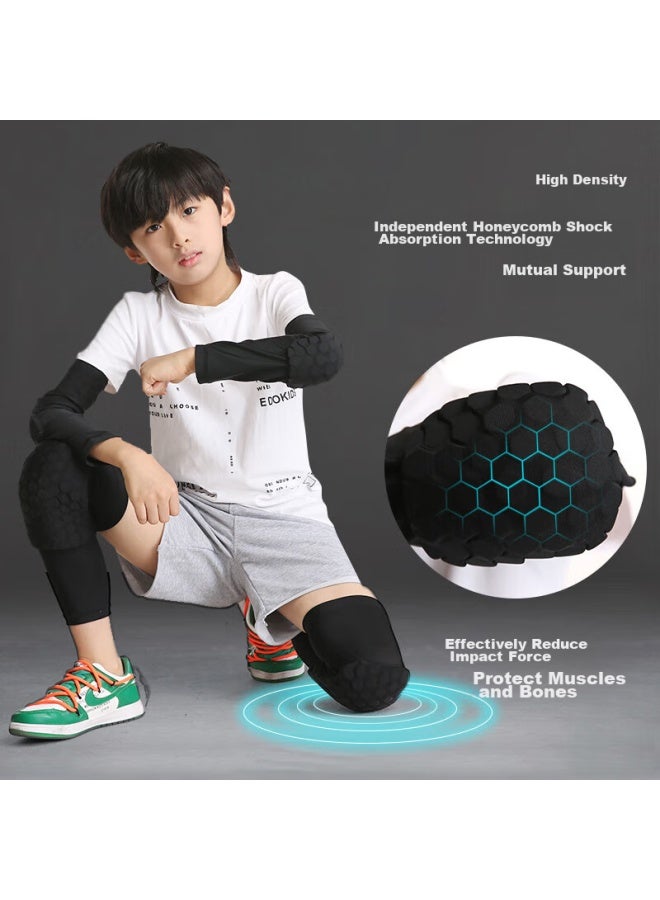 Gingpai Sport Children's Knee And Elbow Pads, Boys' Anti-fall Set, For Cycling, Basketball, Skateboarding, Soccer, Sports, Summer Thin Style, Black, Xs - Image 1
