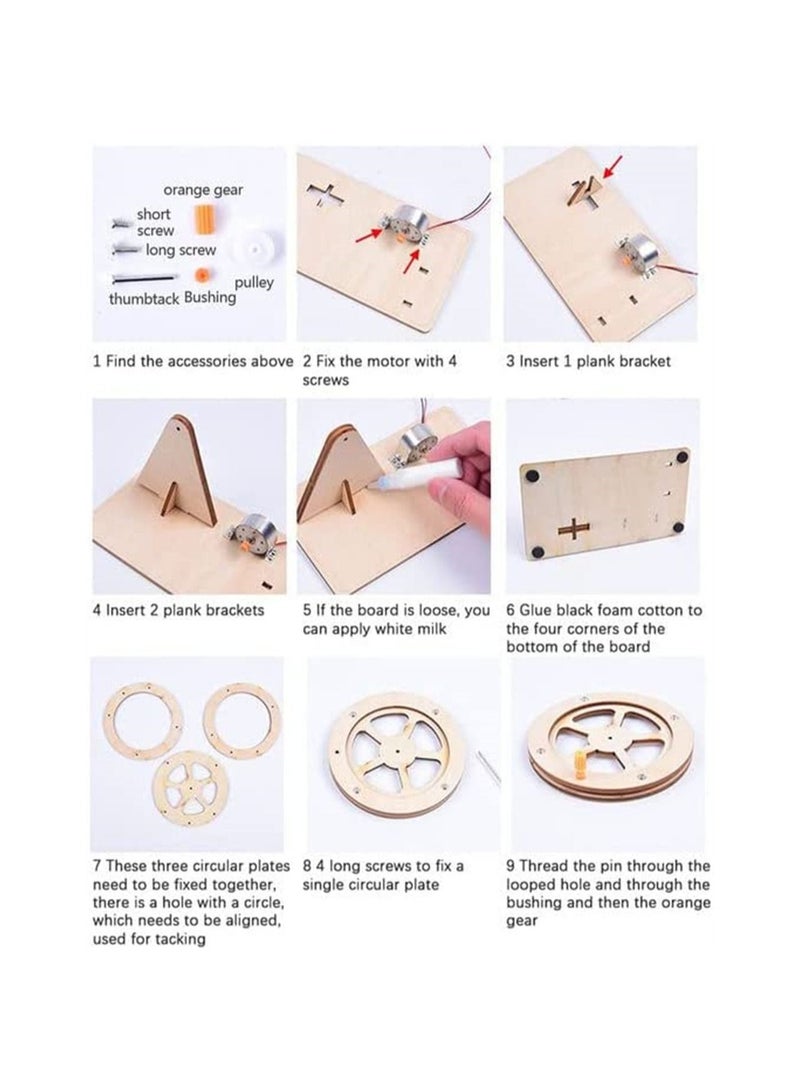 SYOSI Wooden Hand Cranked Generator, Science Kit Manual Generator Toy, Physics Experiment Puzzle Light Bulb, Science Experiments for Kids Age 6-14 - Image 4