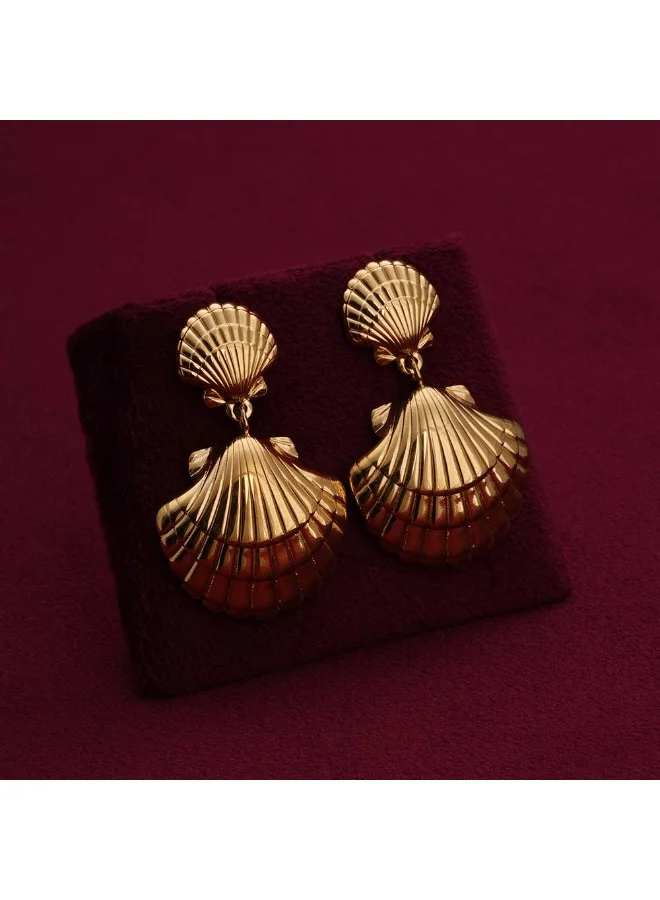 بالموناس PALMONAS 18k Gold Tone Plated Shell Drop Earring
 for Women