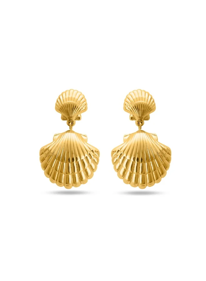 بالموناس PALMONAS 18k Gold Tone Plated Shell Drop Earring
 for Women