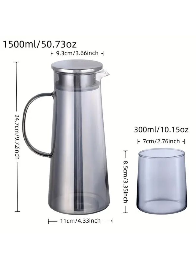 5 Pcs Amber High Borosilicate Glass Coffee Tea Set With Jug And Cups Microwave Safe - Image 3