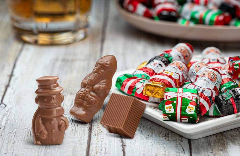 Premium Madelaine Chocolate Gift Box - 45 Assorted Pieces - Rich & Creamy Solid Milk Chocolates - Best Corporate Holiday Gift - Great for Teachers & Coaches - Whimsical Holiday Themed Foil Wrappers - Image 4