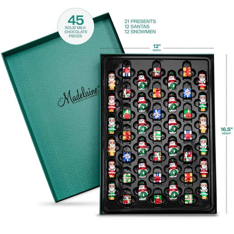 Premium Madelaine Chocolate Gift Box - 45 Assorted Pieces - Rich & Creamy Solid Milk Chocolates - Best Corporate Holiday Gift - Great for Teachers & Coaches - Whimsical Holiday Themed Foil Wrappers - Image 3