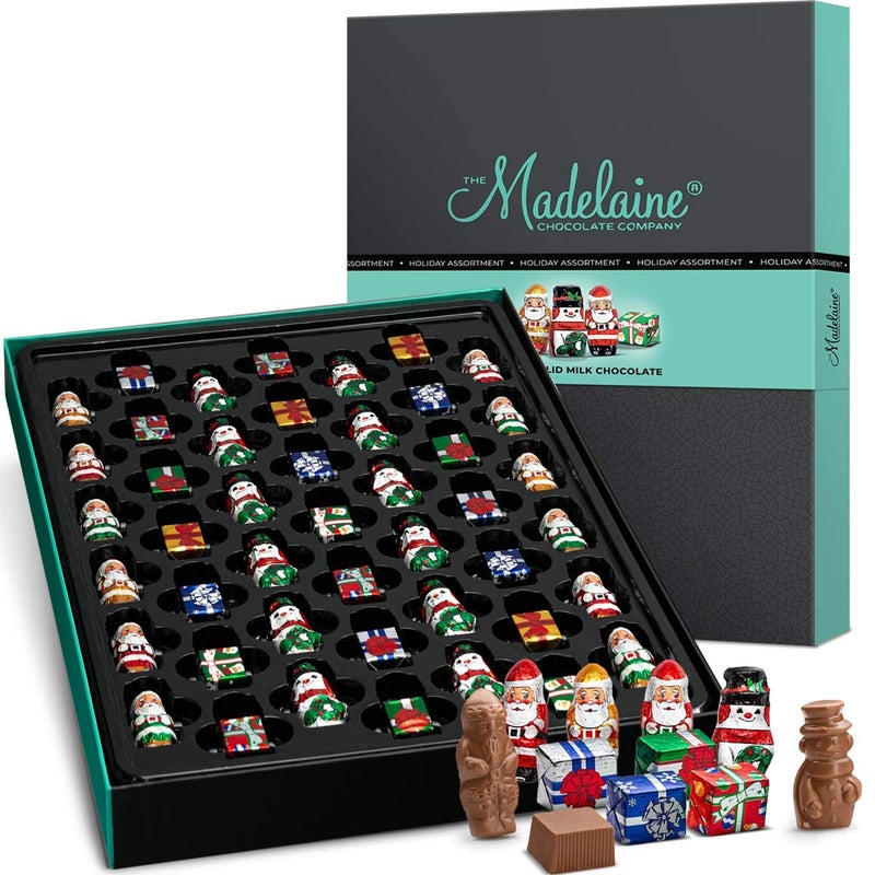 Premium Madelaine Chocolate Gift Box - 45 Assorted Pieces - Rich & Creamy Solid Milk Chocolates - Best Corporate Holiday Gift - Great for Teachers & Coaches - Whimsical Holiday Themed Foil Wrappers - Image 1