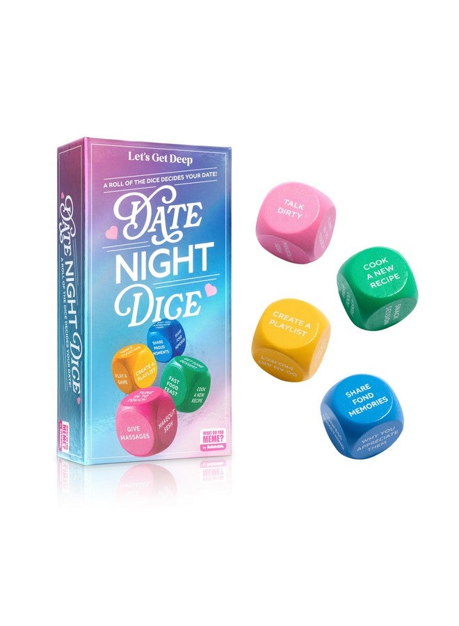 WHAT DO YOU MEME? Let’s Get Deep® Date Night Dice by Relatable, Roll for 200+ Unique Date Night Ideas, Gifts, and Wedding Gifts For Couples, Includes 4 Custom Dice and Instructions, Designed For Couples Ages 18+ - Image 1