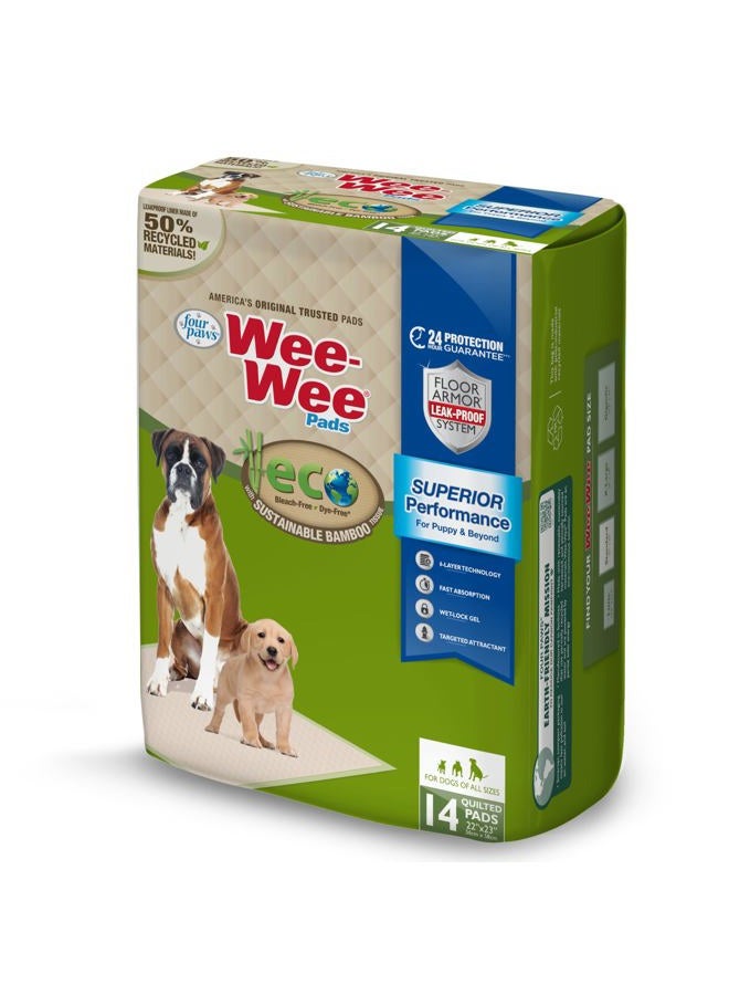 four paws Wee-Wee Superior Performance Bamboo Pee Pads for Dogs, Earth Friendly Dog & Puppy Potty Training Pads, Crate Liners, Housebreaking Supplies, 22" x 23" (14 Count) - Image 1