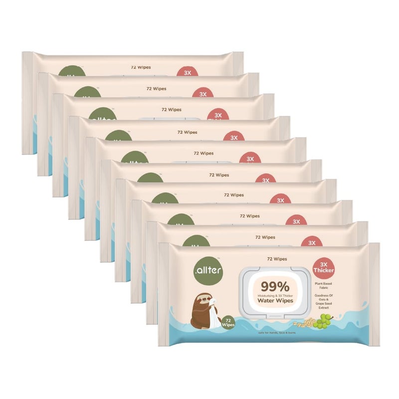 .allter 99% Water Moisturizing Wipes 3X Thickness, 3X Durability || Pack of 10 - Image 1