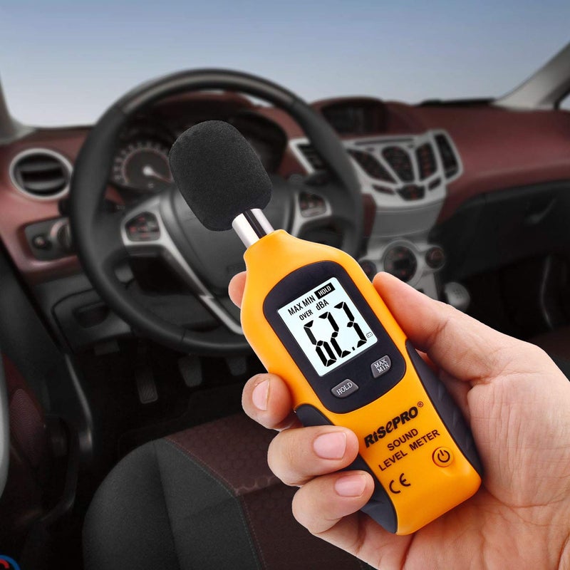 RISEPRO Decibel Meter, RISEPRO® Digital Sound Level Meter 30 – 130 dB Audio Noise Measure Device Backlight MAX/MIN, Data Hold Auto Power Off Dual Ranges HT-80A  - Image 5