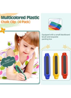 Generic Chalk Holder, Adjustable Colorful Reusable Washable Plastic Chalk Holder Set for School Teacher Office (4 Pieces, Yellow, Green, Blue, Red)  - Image 4