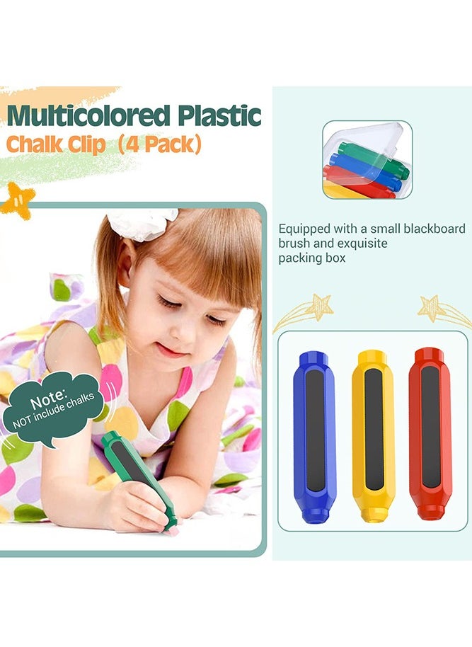 Generic Chalk Holder, Adjustable Colorful Reusable Washable Plastic Chalk Holder Set for School Teacher Office (4 Pieces, Yellow, Green, Blue, Red)  - Image 4