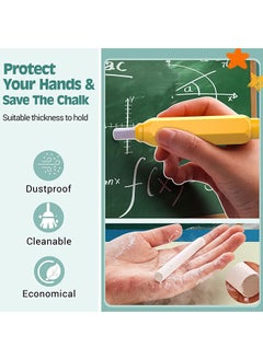 Generic Chalk Holder, Adjustable Colorful Reusable Washable Plastic Chalk Holder Set for School Teacher Office (4 Pieces, Yellow, Green, Blue, Red)  - Image 2