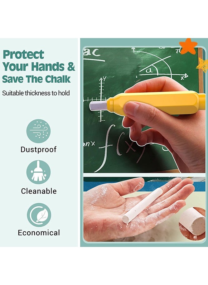 Generic Chalk Holder, Adjustable Colorful Reusable Washable Plastic Chalk Holder Set for School Teacher Office (4 Pieces, Yellow, Green, Blue, Red)  - Image 2