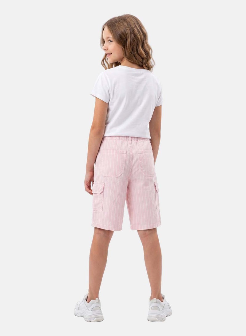 FOREVER 21 Girls' Striped Cargo Bermuda Shorts, Relaxed Fit - Image 2