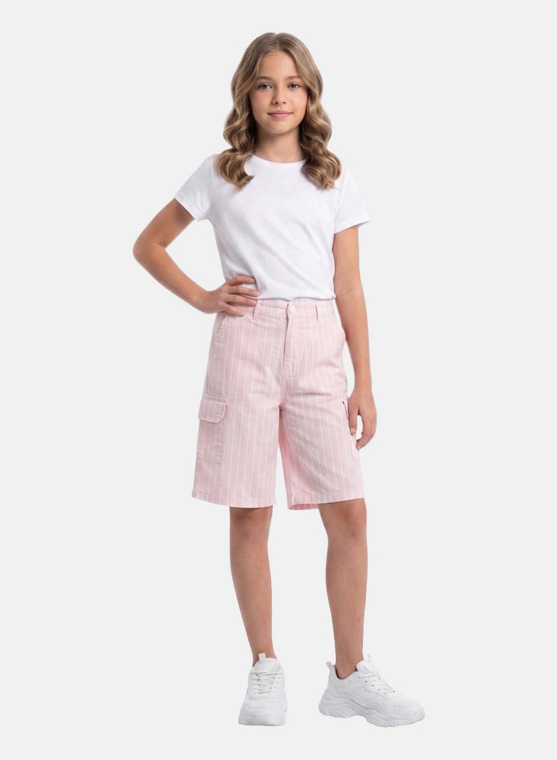 FOREVER 21 Girls' Striped Cargo Bermuda Shorts, Relaxed Fit - Image 1