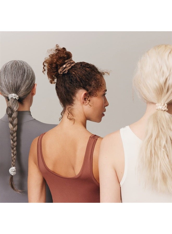 Slip Silk Skinny Scrunchies - Light Brown - 100% Pure 22 Momme Mulberry Silk Scrunchies for Women - Hair-Friendly + Luxurious Elastic Scrunchies Set (4 Scrunchies) - Image 5