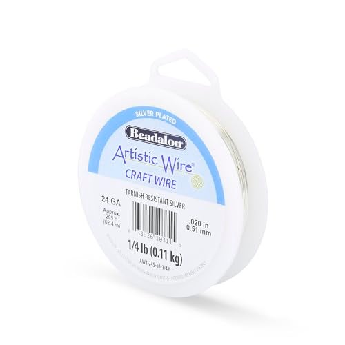 Artistic Wire, 24 Gauge Silver Plated Tarnish Resistant Colored Copper Craft Wire, Silver, 205 ft - Image 1