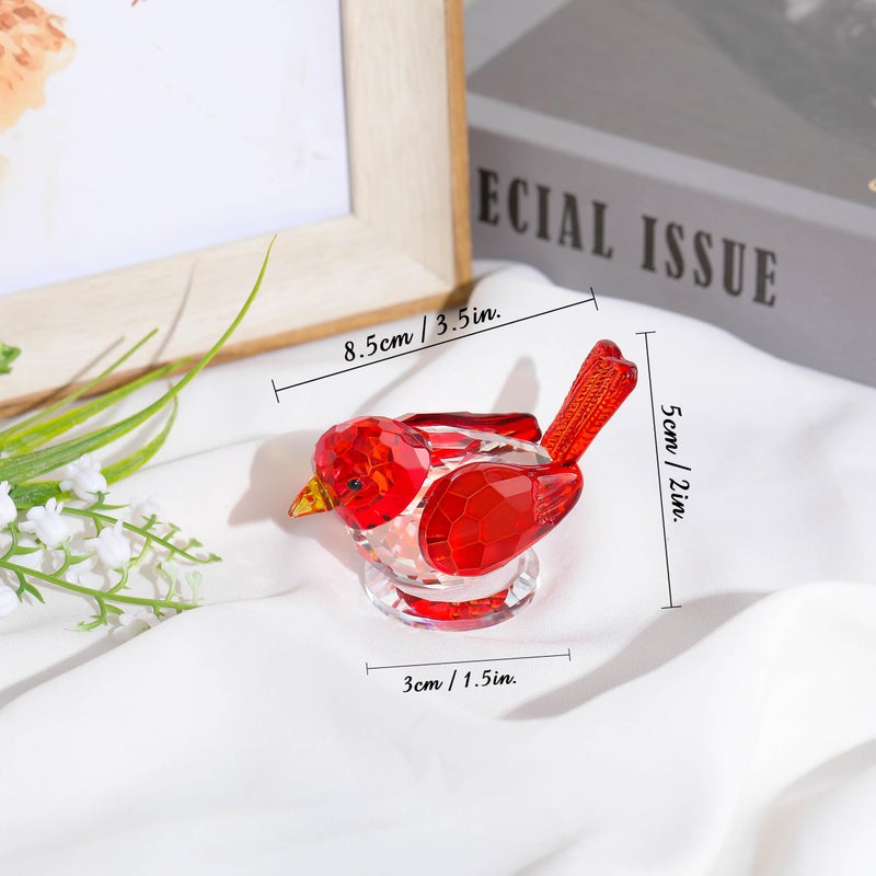 Qianwei Red Crystal Bird Figurine Collectible - Handmade Glass Animals Figurines Crystal Office Desk Table Home Decor Paperweight - Image 3