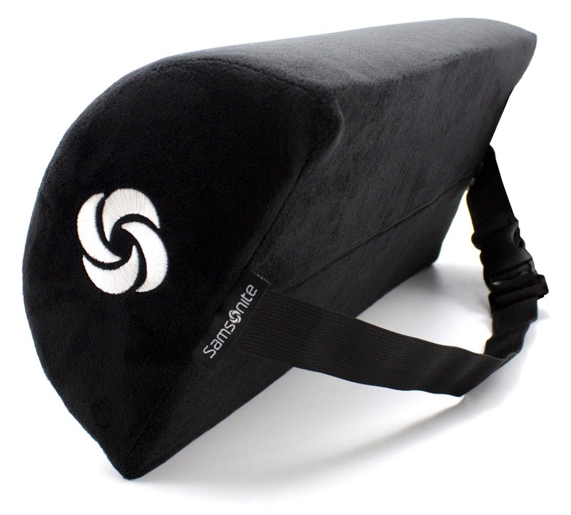 Samsonite وسادة دعم أسفل الظهر نصف دائرية من سامسونيت تعزز الراحة 100% من رغوة الذاكرة النقية تناسب معظم المقاعد