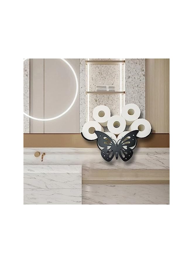 S-TOP Toilet Paper Holder, Metal Butterfly Toilet Paper Roll Holder, Animal Style Toilet Tissue Holder, Freestanding & Wall Mount Toilet Tissue Storage Container for Bathroom, Home, Kitchen, Toilet - Image 4
