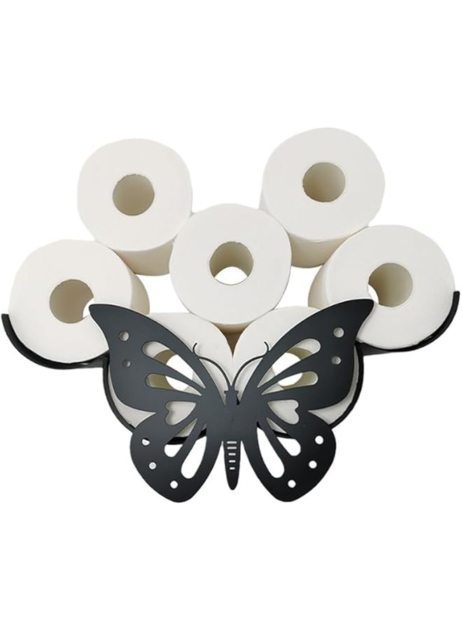 S-TOP Toilet Paper Holder, Metal Butterfly Toilet Paper Roll Holder, Animal Style Toilet Tissue Holder, Freestanding & Wall Mount Toilet Tissue Storage Container for Bathroom, Home, Kitchen, Toilet - Image 1