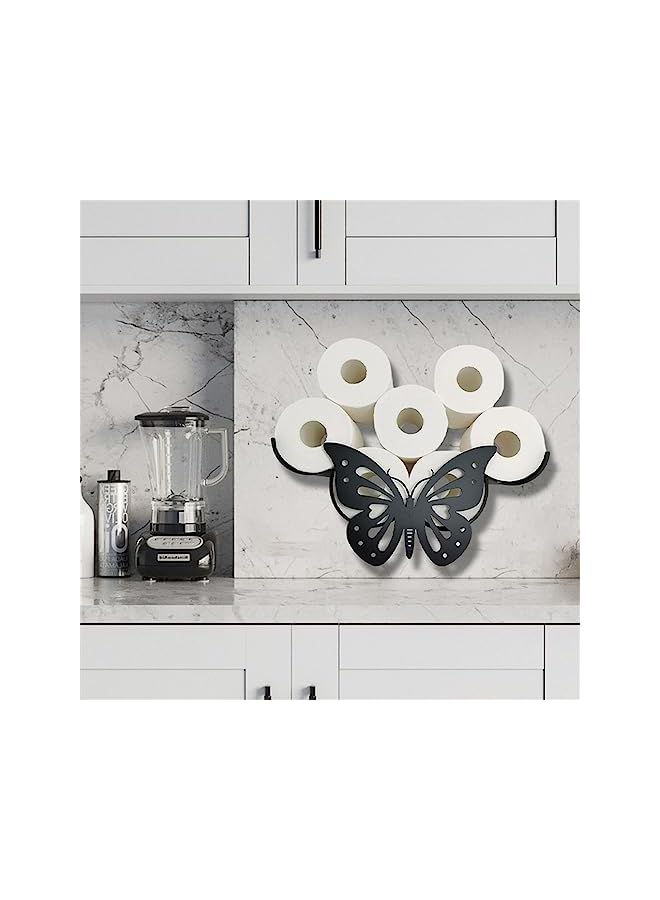 S-TOP Toilet Paper Holder, Metal Butterfly Toilet Paper Roll Holder, Animal Style Toilet Tissue Holder, Freestanding & Wall Mount Toilet Tissue Storage Container for Bathroom, Home, Kitchen, Toilet - Image 2