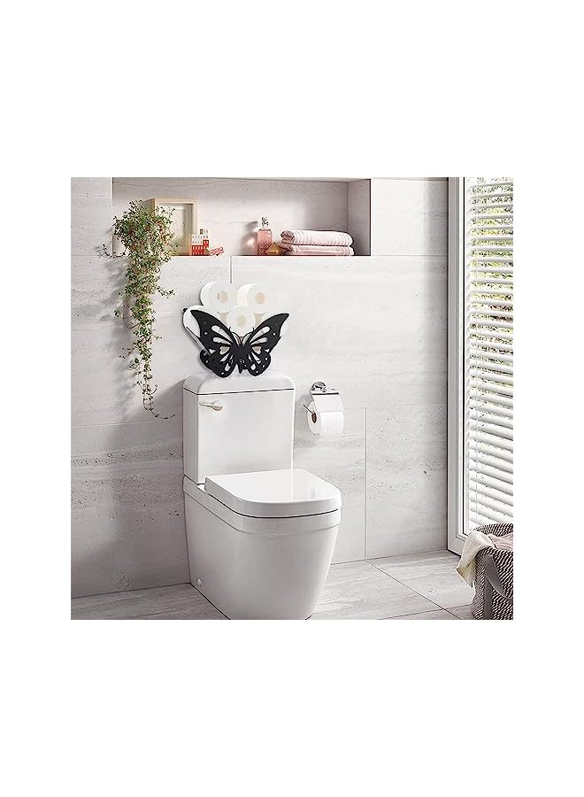 S-TOP Toilet Paper Holder, Metal Butterfly Toilet Paper Roll Holder, Animal Style Toilet Tissue Holder, Freestanding & Wall Mount Toilet Tissue Storage Container for Bathroom, Home, Kitchen, Toilet - Image 3