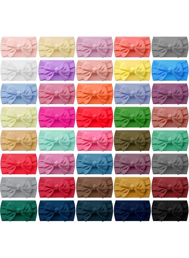 Janinka Baby Girl Hairband, 42 Pcs Nylon Headbands with Bows Knotted Children Soft Hair Accessories for Kids Baby Girls Boys Newborn Infant Toddlers - Image 1