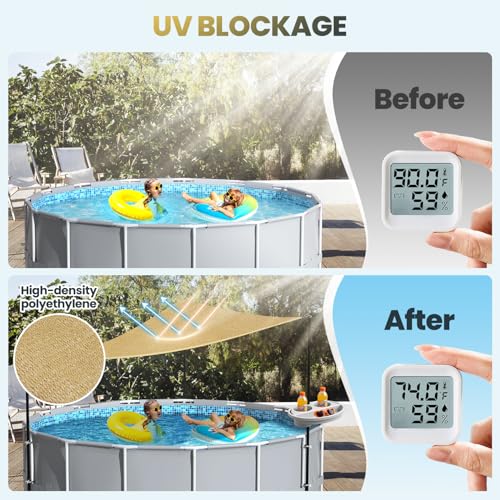 Calanofin Above Ground Pool Shade Set with Storage Tray – UV-Resistant Shade Sail for 15-22 Ft Pools, Outdoor Triangular Canopy with Sun Shade Poles for Deck, Backyard & Pool Essentials (13x13x13 Ft) - Image 3