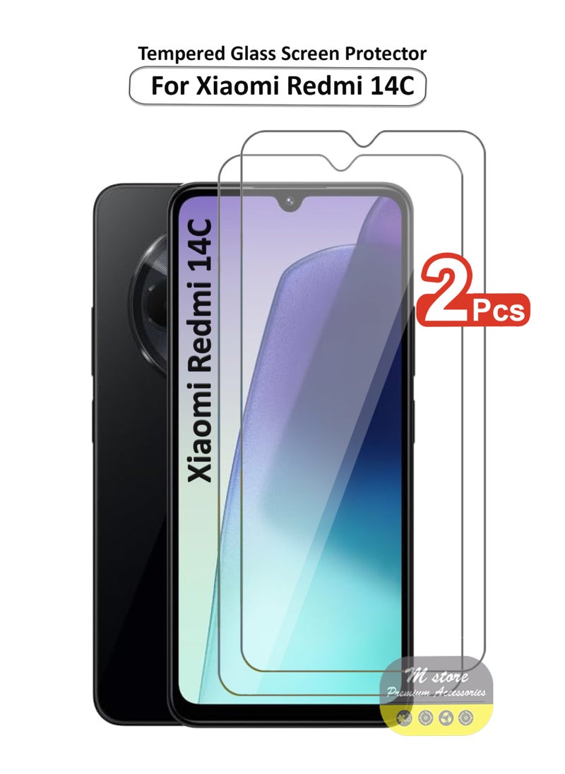Generic - 2 Pieces Xiaomi Redmi 14C Tempered Glass Screen Protector – High Transparency, Delicate Touch, Anti-Explosion, Smooth Arc Edges, Easy Installation, Screen Protector for  Xiaomi Redmi 14C - Image 1