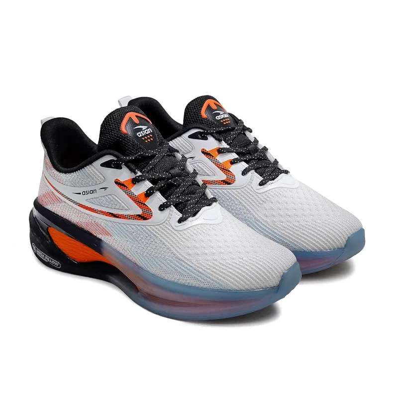 أسيان Men's White and Orange Running Shoes