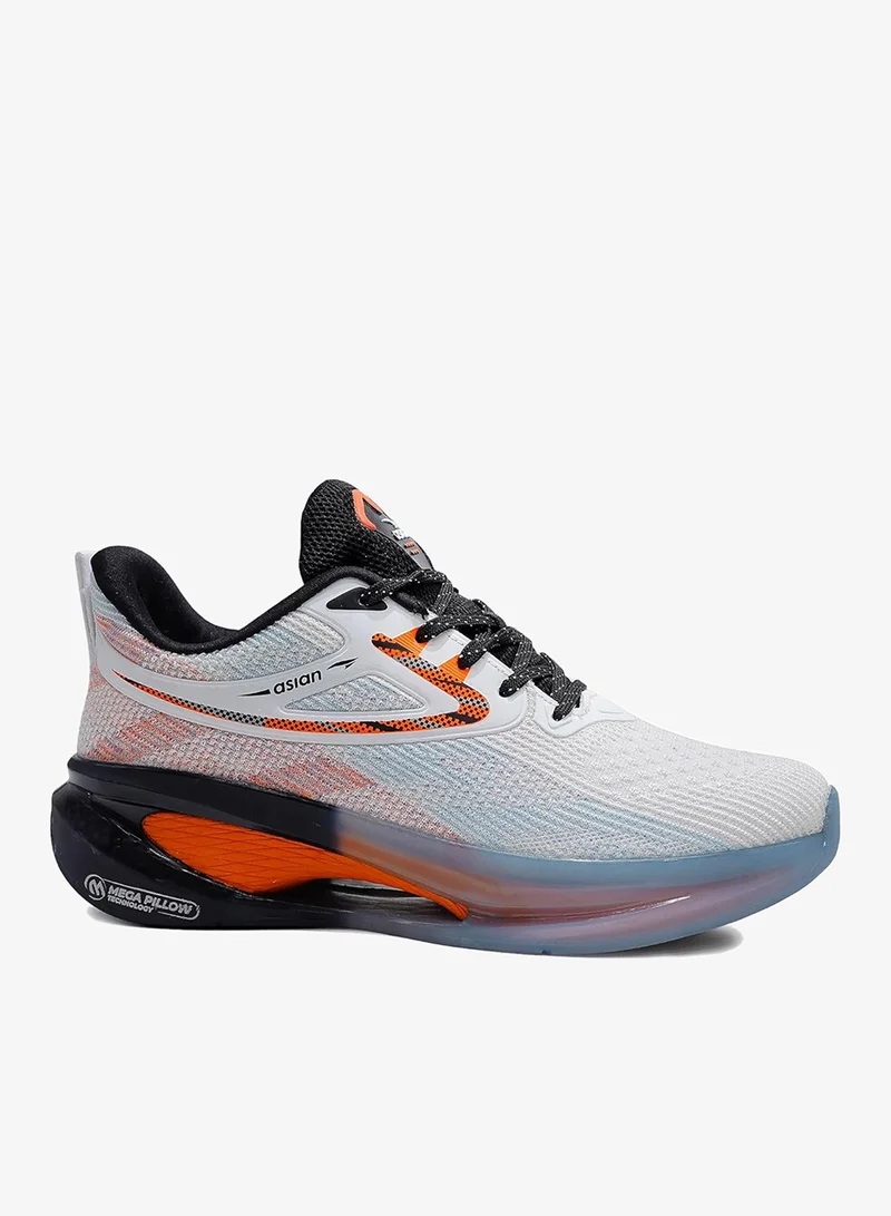 أسيان حذاء جري رجالي أبيض وبرتقالي