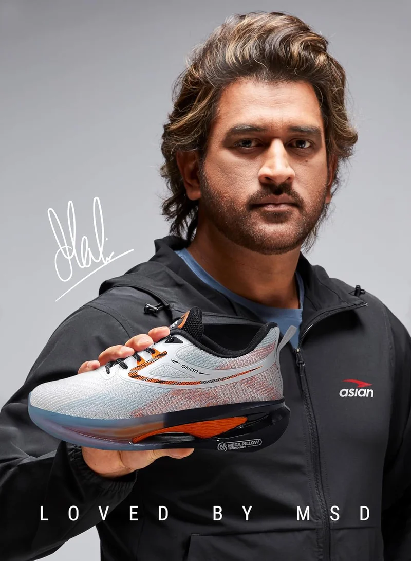 أسيان حذاء جري رجالي أبيض وبرتقالي