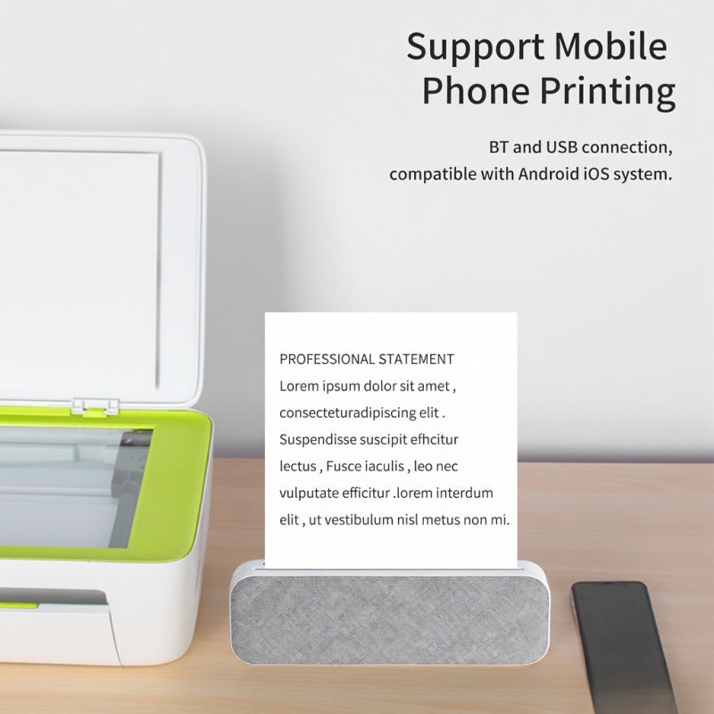 A4 Paper Printer Direct Thermal Transfer Wireless Printer Mobile 210mm Mini Mobile Photo Printer USB BT Connection Support 2''/3''/4'' Paper Width Printing PDF File Webpage Contract Picture - Image 5