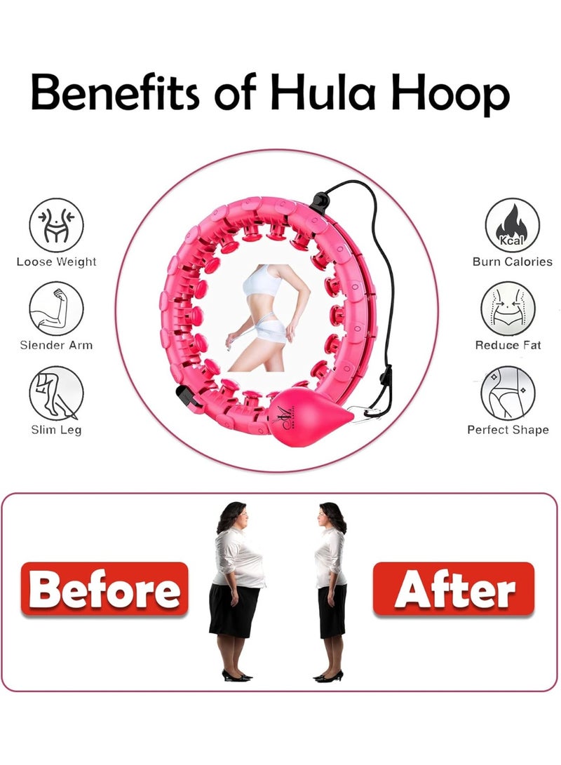 LA VEYRA LAVEYRA 24 Knots Adjustable fitness Hula Hoop - Fitness Weighted Massage Hula Hoop Weight Loss Hoops - Detachable Knots Adjustable Weight, 360°Auto-Spinning Ball for Exercise - Image 3