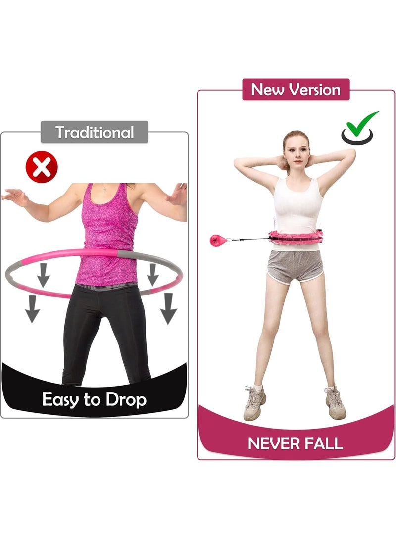 LA VEYRA LAVEYRA 24 Knots Adjustable fitness Hula Hoop - Fitness Weighted Massage Hula Hoop Weight Loss Hoops - Detachable Knots Adjustable Weight, 360°Auto-Spinning Ball for Exercise - Image 2