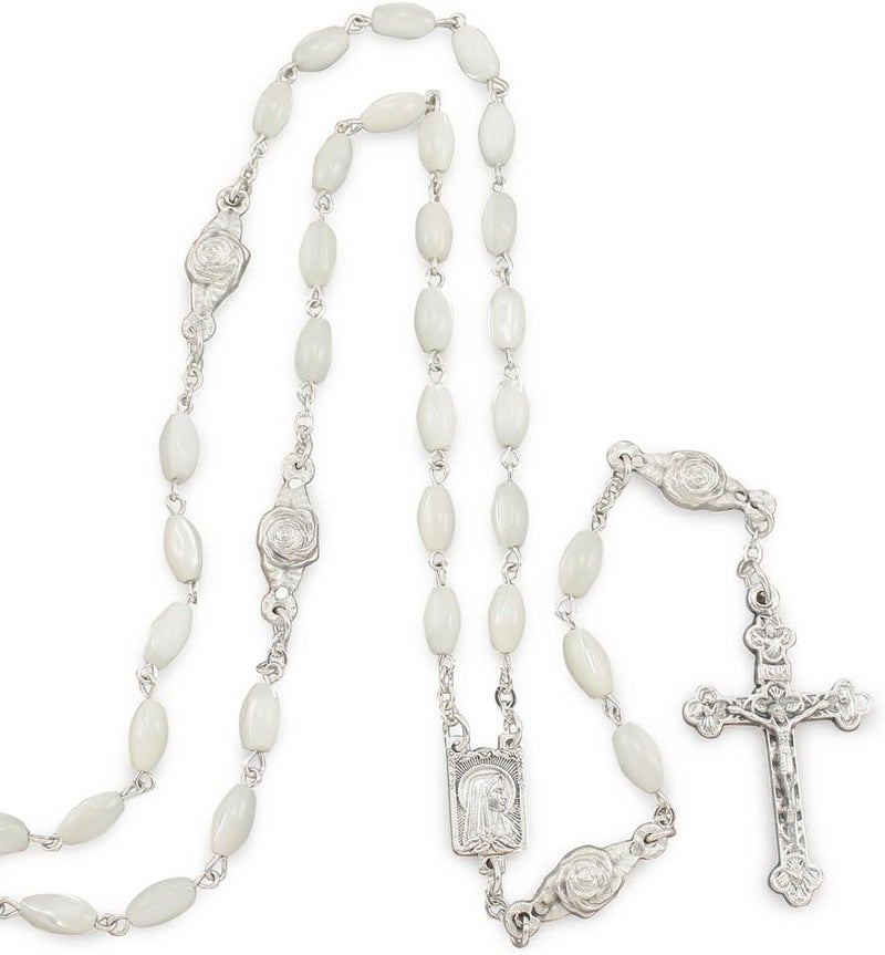 RosaryMart Rosary Our Lady of Lourdes Oval Mother of Pearl Beads - Image 1