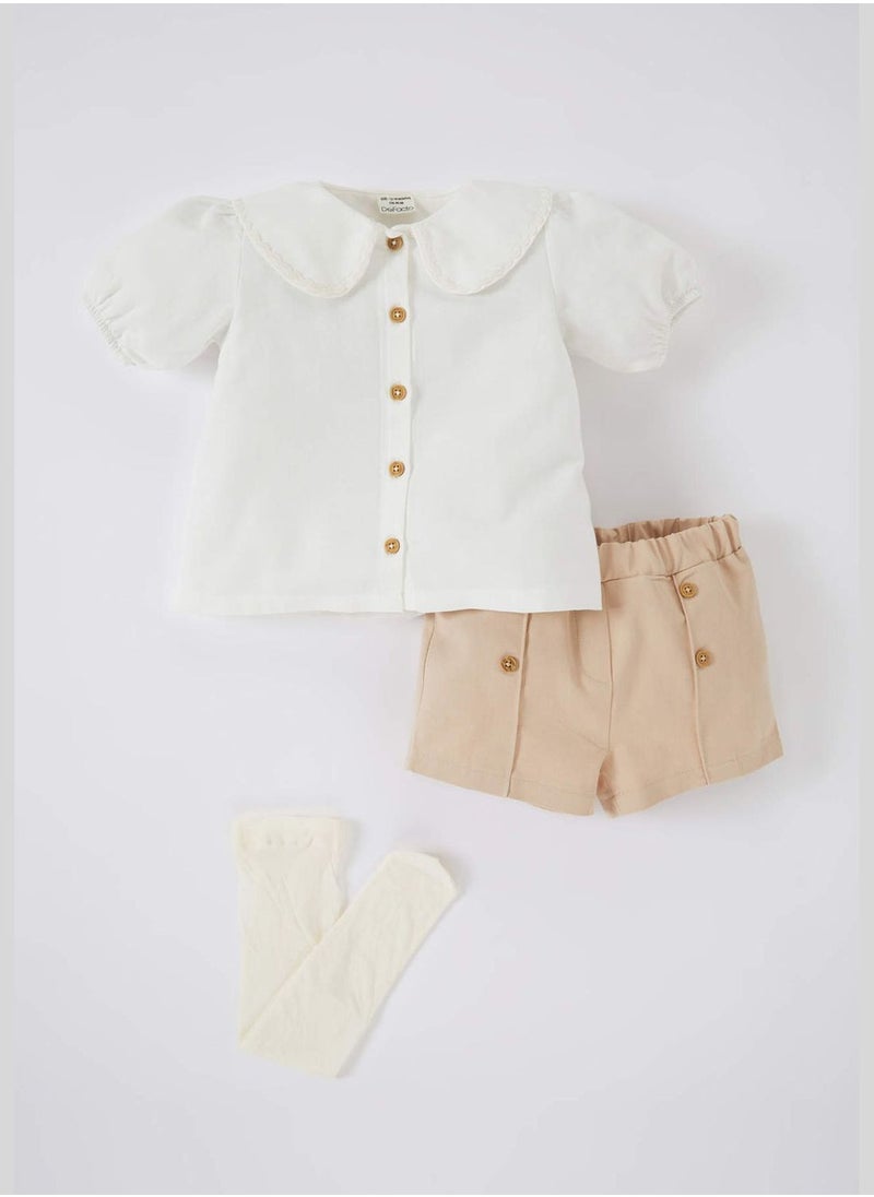 DeFacto 3 Pack BabyGirl Baby Neck Short Sleeve Woven Set  - Image 1