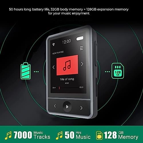 Concept Kart Portable MP3 Player with Clip on Design & Bluetooth 5.0 High Fidelity Lossless Sound Quality FM Radio, Recording, E-Book Support | 32GB Built-in Storage | Multifunctional Ultralight Mini Music Player - Image 3