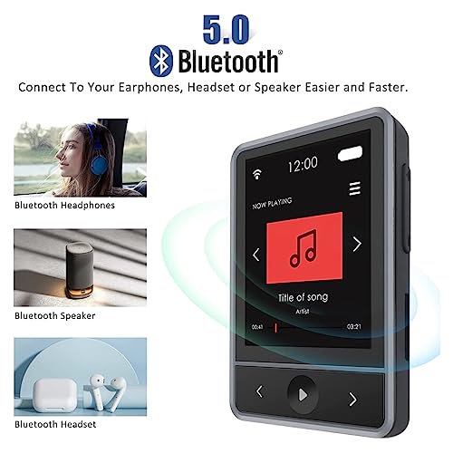 Concept Kart Portable MP3 Player with Clip on Design & Bluetooth 5.0 High Fidelity Lossless Sound Quality FM Radio, Recording, E-Book Support | 32GB Built-in Storage | Multifunctional Ultralight Mini Music Player - Image 2