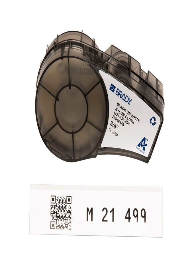 Brady "Brady M21-750-499 Nylon Black on White Label Tape Compatible with BMP21-PLUS, ID PAL and LABPAL Printers Length 16"" Width 3/4"" 19.05mm x 4.88m" - Image 1