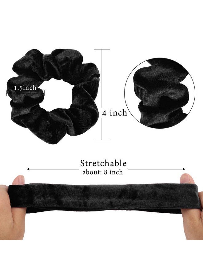 Didder 20 Pcs Velvet Scrunchies, Black, Soft Elastic Hair Ties, Large, For Women & Girls - Image 2