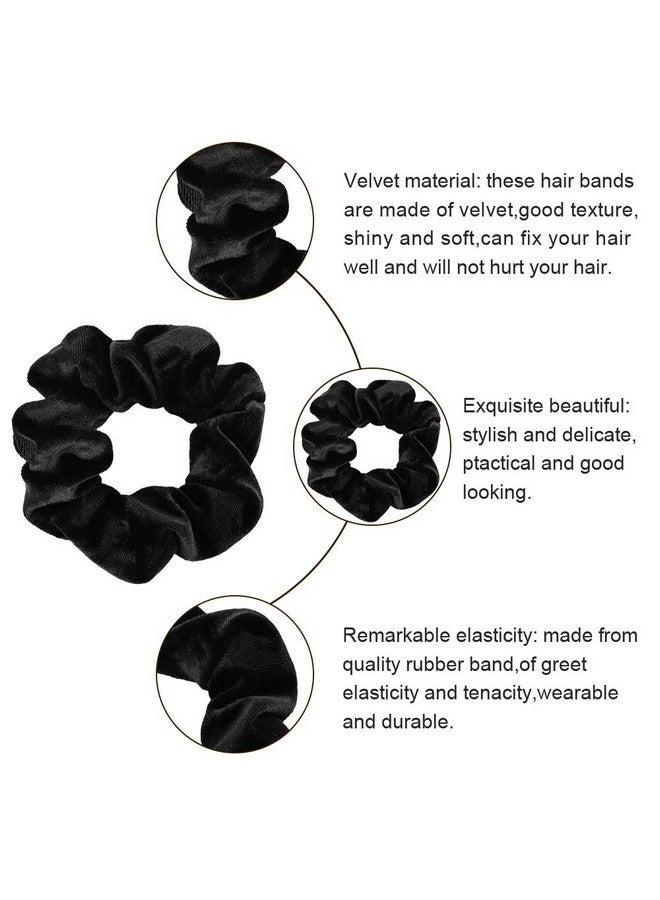 Didder 20 Pcs Velvet Scrunchies, Black, Soft Elastic Hair Ties, Large, For Women & Girls - Image 4