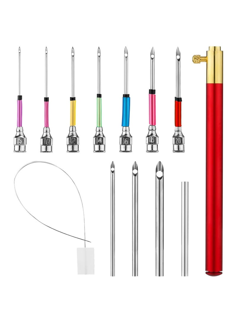 13pcs Punch Needle Kits Adjustable Punch Needle Tool Embroidery Needles Set Sewing Art Needles with 7 Size Punch Needle Heads Seam Ripper for Adults Beginner Floss Cross Stitch DIY Craft - Image 1